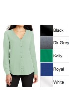 Port Authority Ladies Long Sleeve Button-Front Blouse CLW700